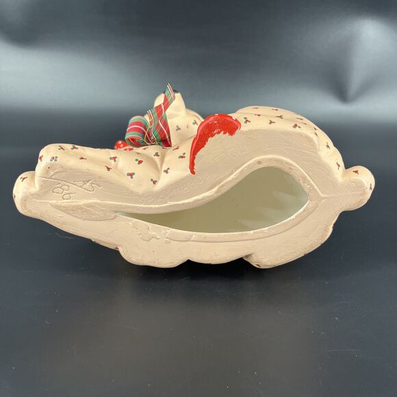 Vintage Kimple Mold Christmas Laying Quilted Hand Painted Ceramic Signed AS 1986 - Picture 6 of 12